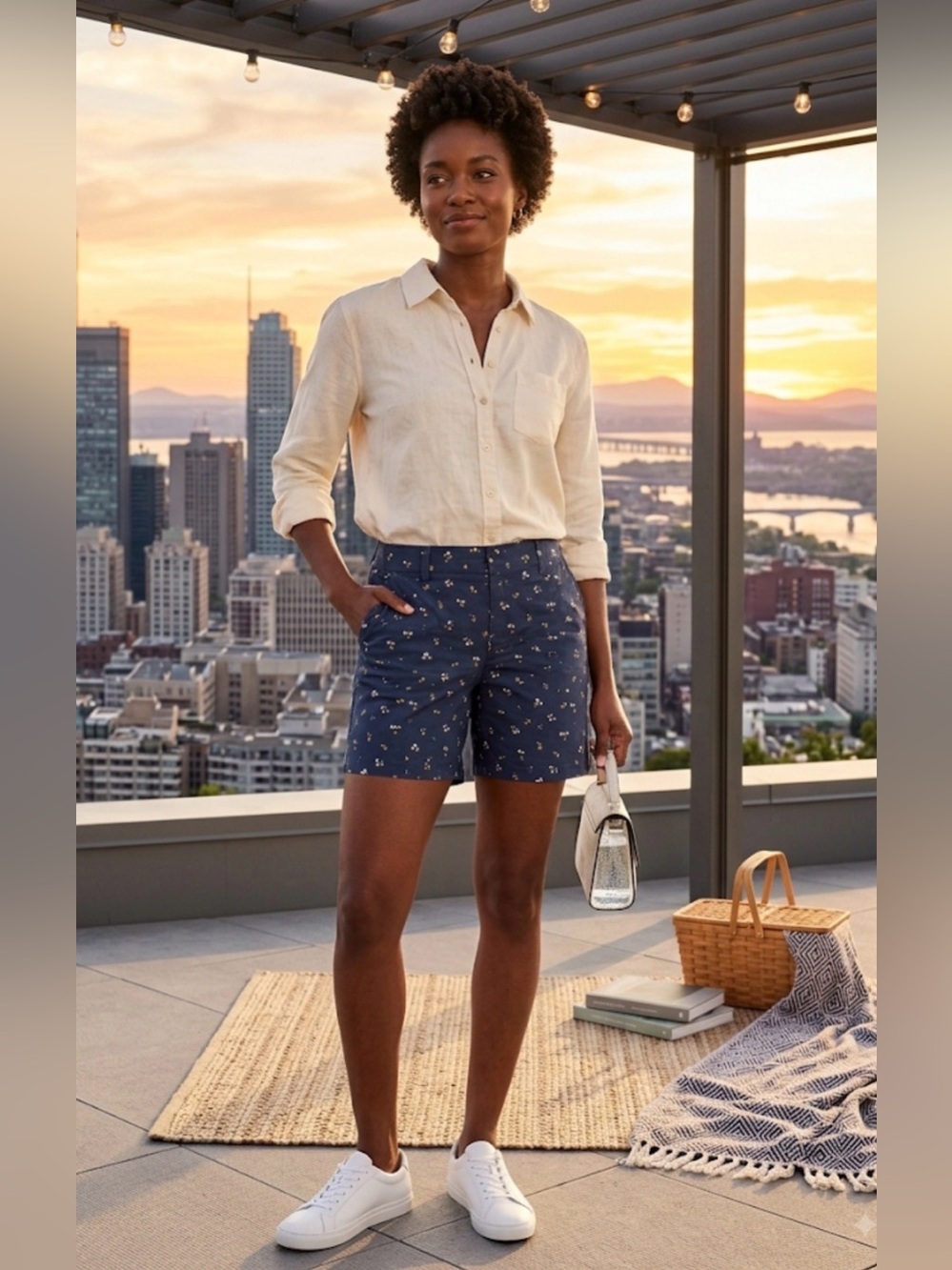 🆕 Lee Riders - Navy Floral Mid-Rise Bermuda Shorts